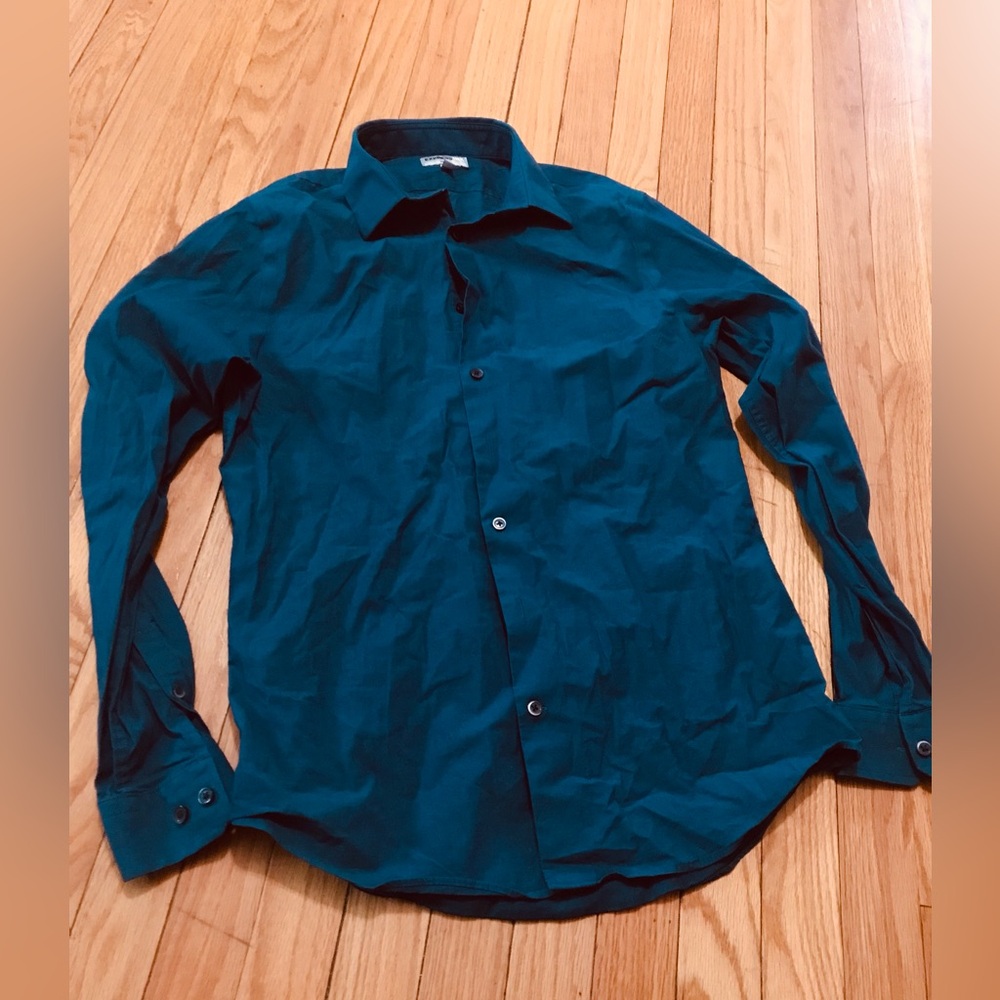 Express Solid Stretch Fitted Shirt Size M - image 2